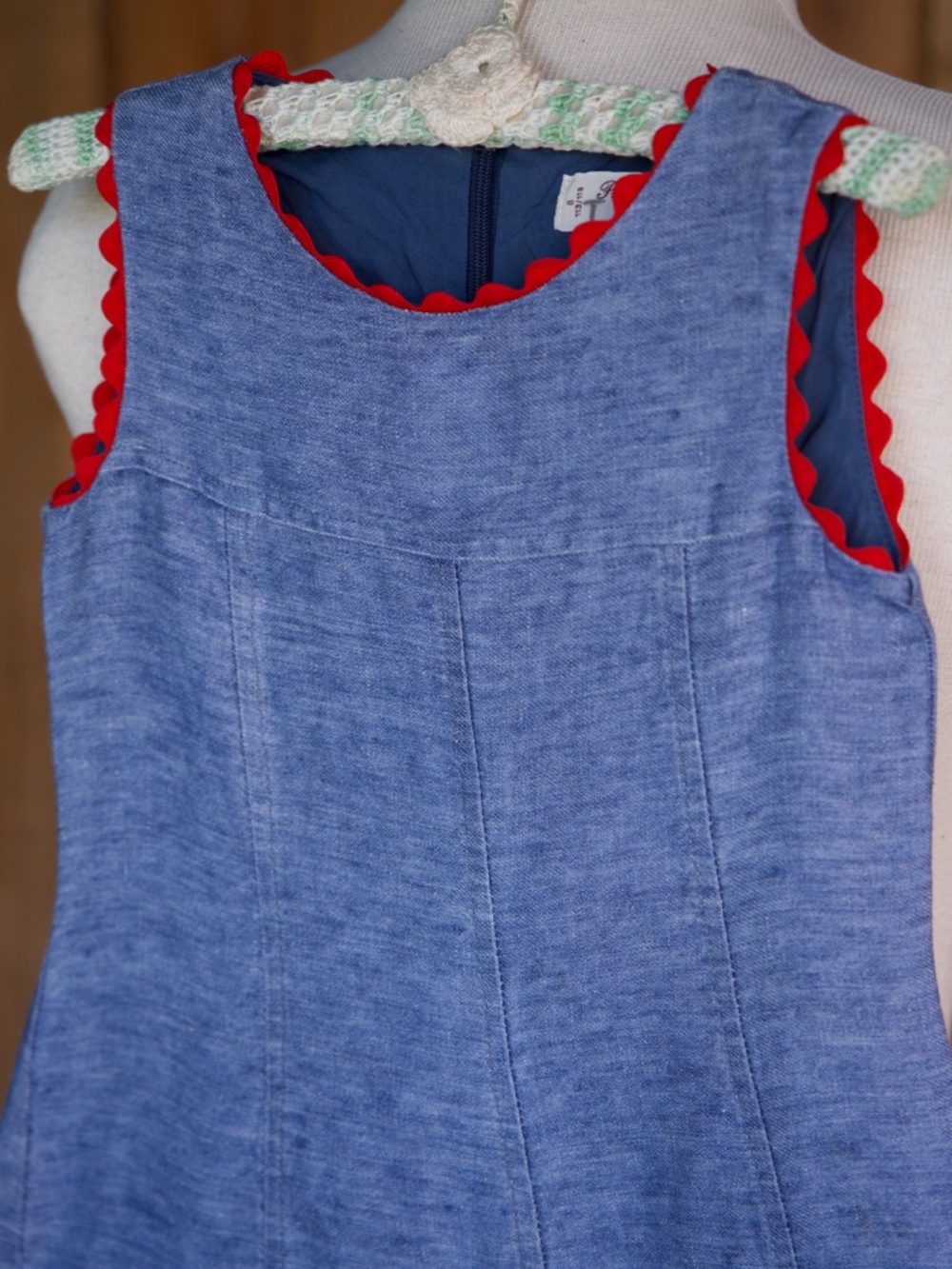Pili Carrera 100% Linen Heather Blue Sleeveless Mini Dress Made In Spain Kids 6 - Picture 2 of 15